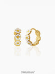 White Flower 18K Gold Plated Kid's Hoop Earrings