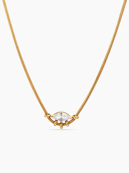 Winnie Solitaire Diamond 18K Gold Plated Women's Chain Pendant Necklace