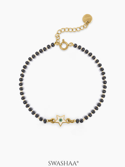 Wish Star Evil Eye Charm 18K Gold Plated Kid's Nazariya Bracelet