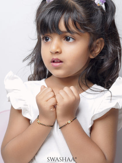 Wish Star Evil Eye Charm 18K Gold Plated Kid's Nazariya Bracelet