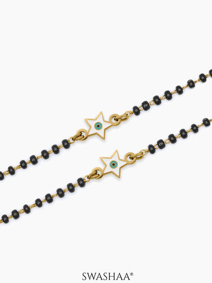 Wish Star Evil Eye Charm 18K Gold Plated Kid's Nazariya Bracelet