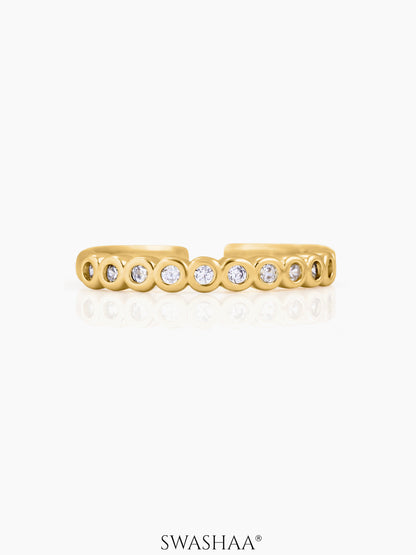 Wisha Band White Emarald Diamonds Adjustable 18K Gold Plated Ring