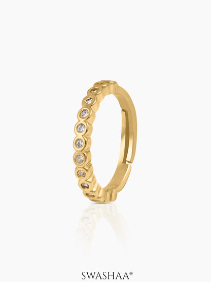 Wisha Band White Emarald Diamonds Adjustable 18K Gold Plated Ring