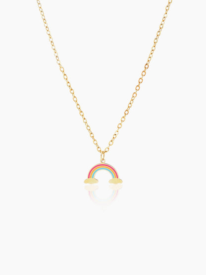 Wow Rainbow Charm 18K Gold Plated Kid's Chain Pendant Necklace