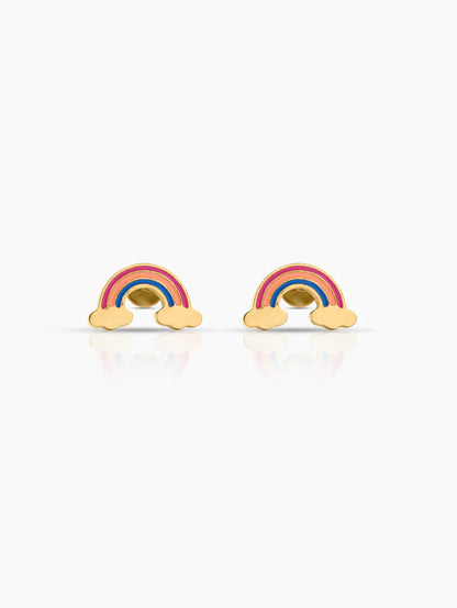 Wow Rainbow Charm 18K Gold Plated Kid's Stud Earrings