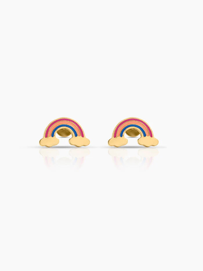 Wow Rainbow Charm 18K Gold Plated Kid's Stud Earrings