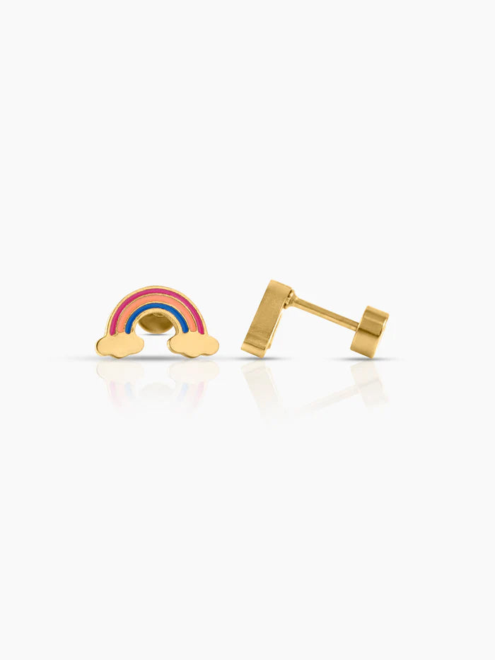 Wow Rainbow Charm 18K Gold Plated Kid's Stud Earrings