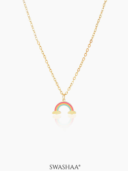 Wow Rainbow Charm 18K Gold Plated Kid's Chain Pendant Necklace