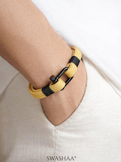 Xyler Lagoon Edge Beige Yellow Braided Men's Rope Bracelet