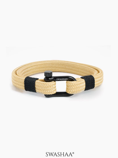 Xyler Lagoon Edge Beige Yellow Braided Men's Rope Bracelet