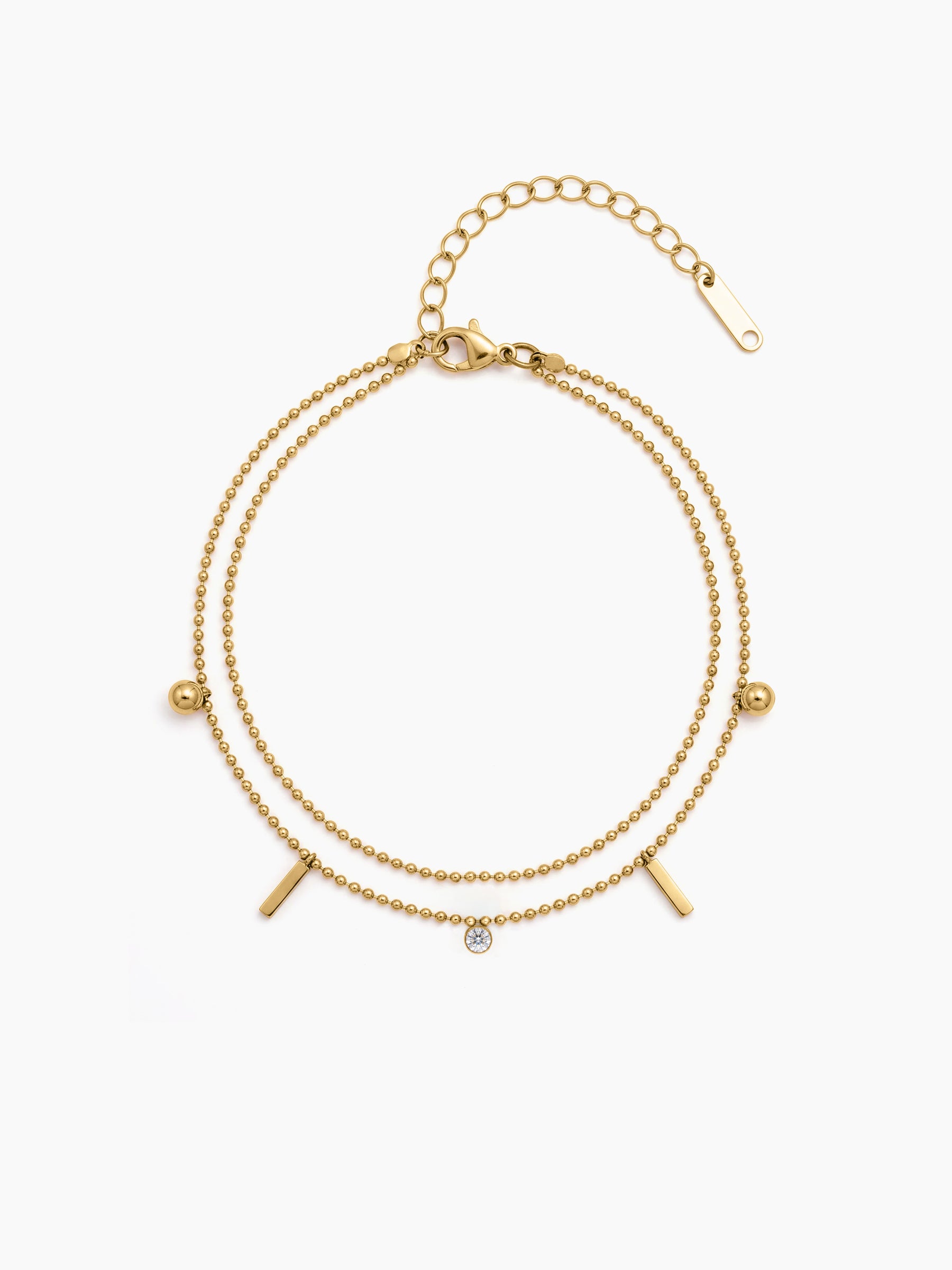 Yareli Diamond Charms 18K Gold Plated Women's Layered Anklet