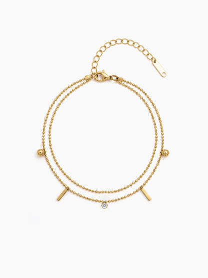 Yareli Diamond Charms 18K Gold Plated Women's Layered Anklet