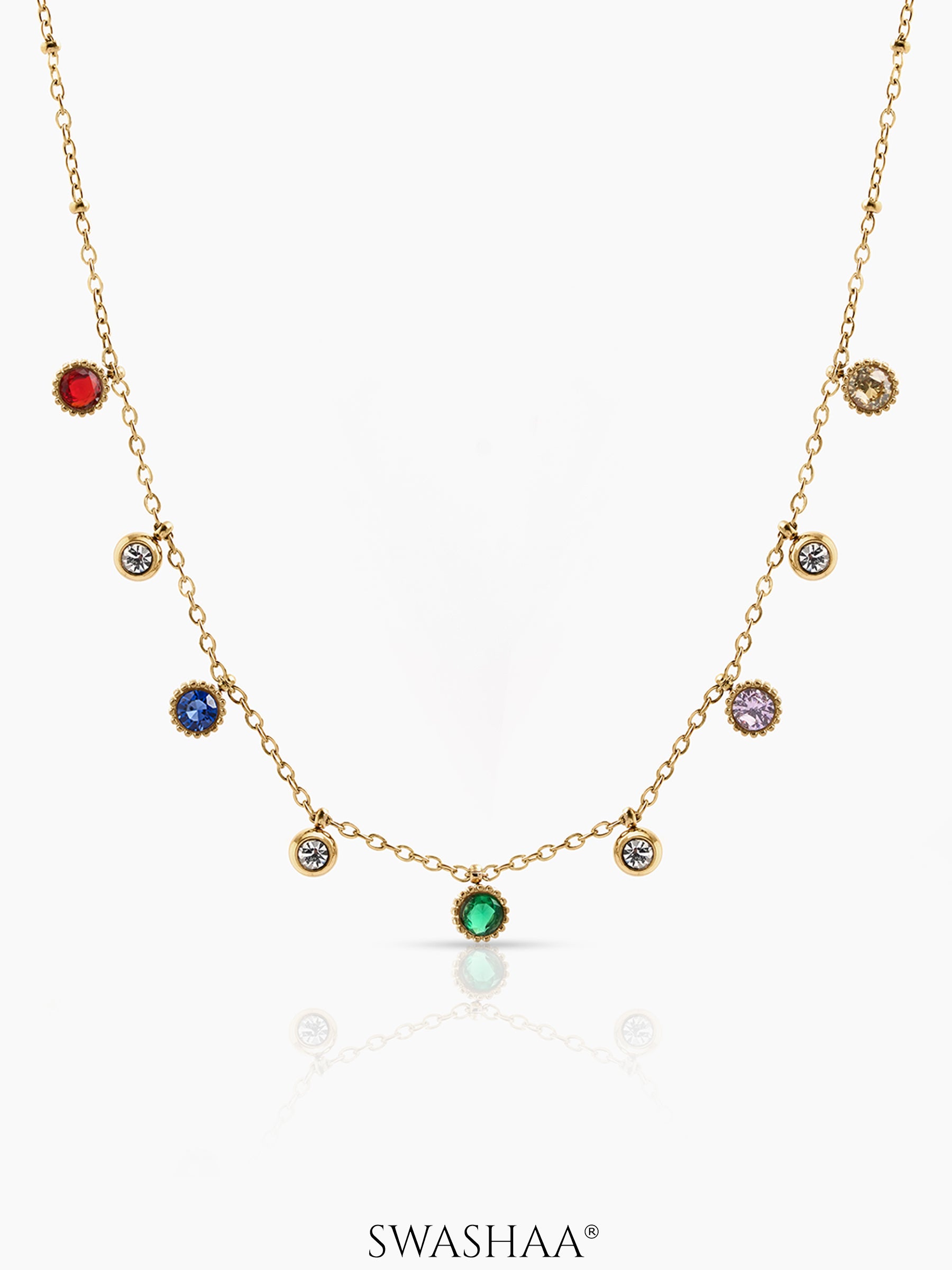 Yareli Multi Diamond Charms Necklace - Swashaa