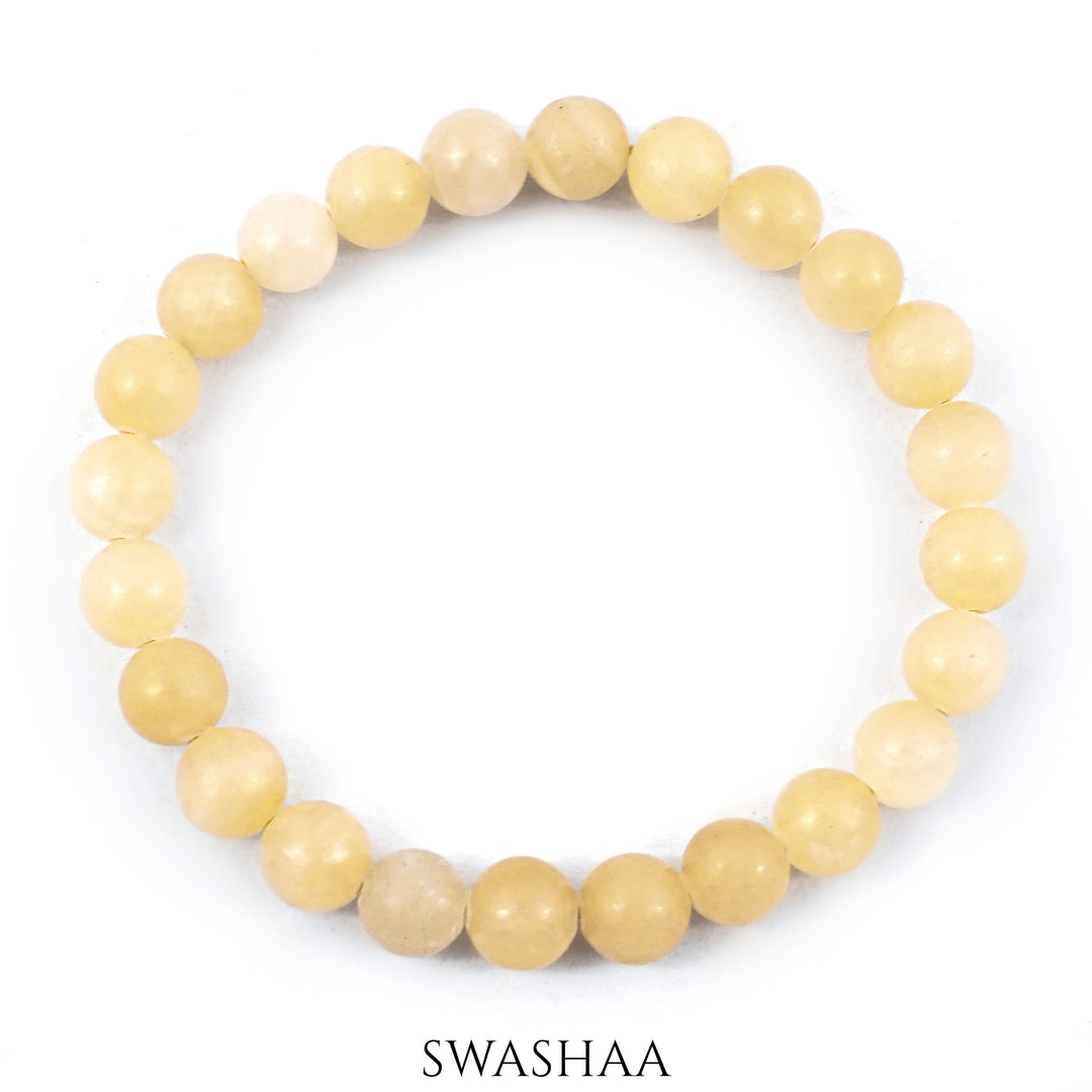 Yellow Calcite Men's Beaded  Bracelet