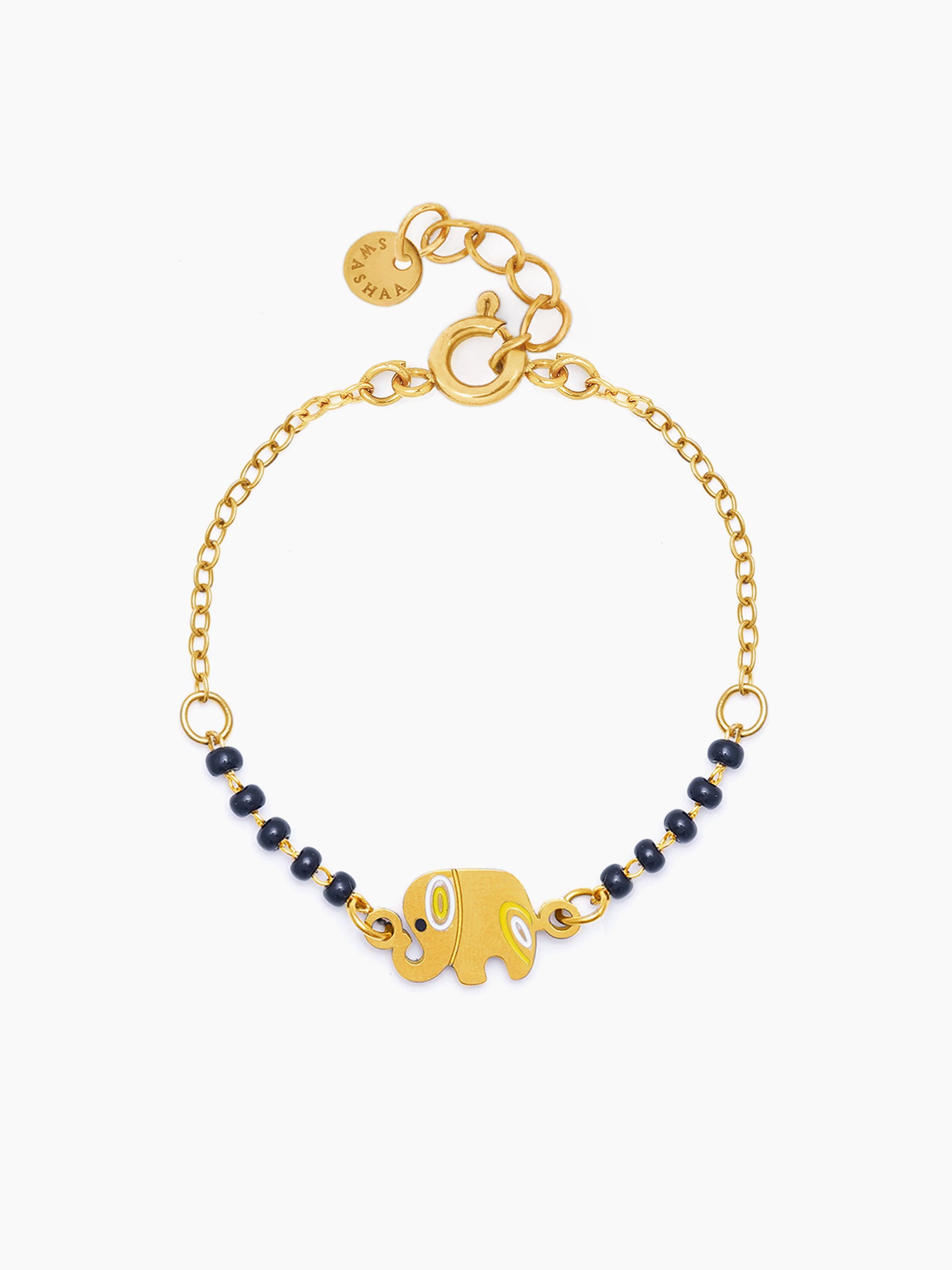 Yolo Elephant 18K Gold Plated Kid's Nazariya Bracelet - Swashaa
