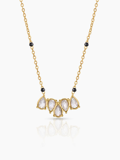 Yunira Diamond Soltaire Pear 18K Gold Plated Cluster Mangalsutra