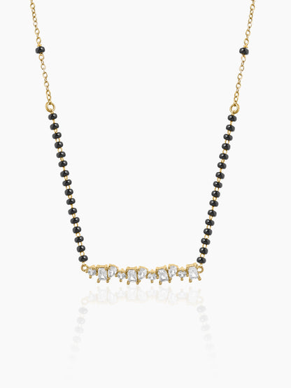 Yuvika Diamond Cluster Bar 18K Gold Plated Mangalsutra