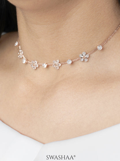 Zaaei Floral Charm Rosegold Plated Choker Necklace