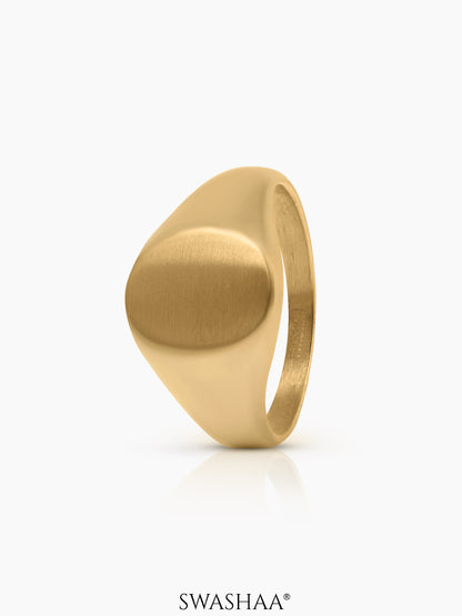 Zane Matte Signet Geometric Band Men's Gold Ring