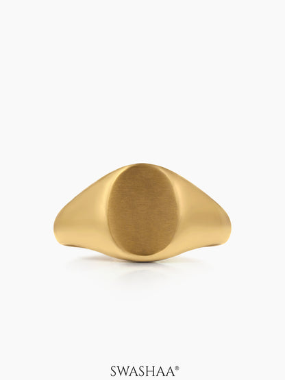 Zane Matte Signet Geometric Band Men's Gold Ring