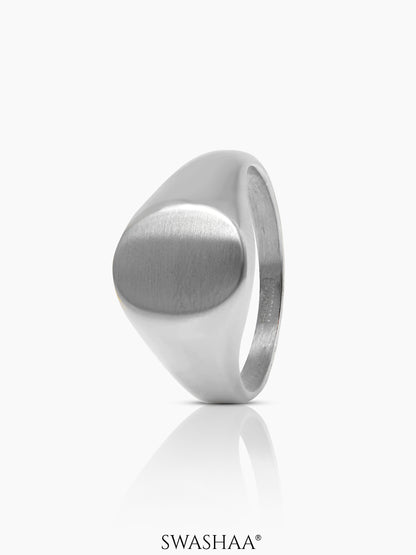 Zane Matte Signet Geometric Band Men's Silver Ring