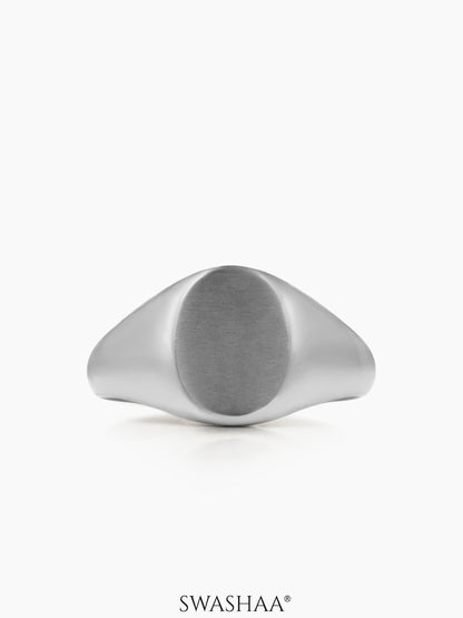 Zane Matte Signet Geometric Band Men's Silver Ring