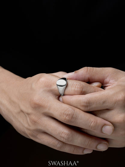 Zane Matte Signet Geometric Band Men's Silver Ring