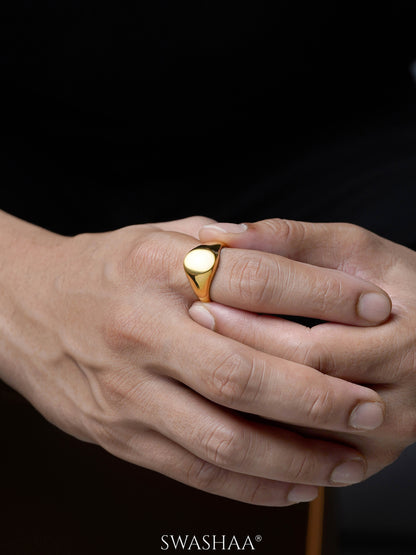 Zane Matte Signet Geometric Band Men's Gold Ring