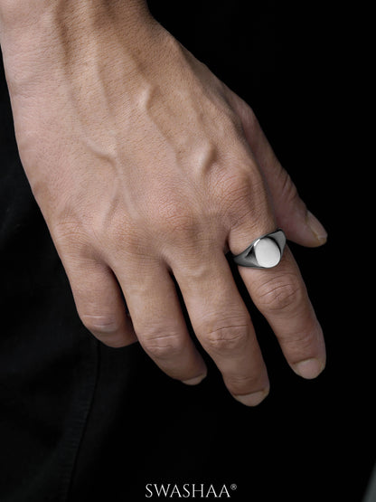 Zane Matte Signet Geometric Band Men's Silver Ring