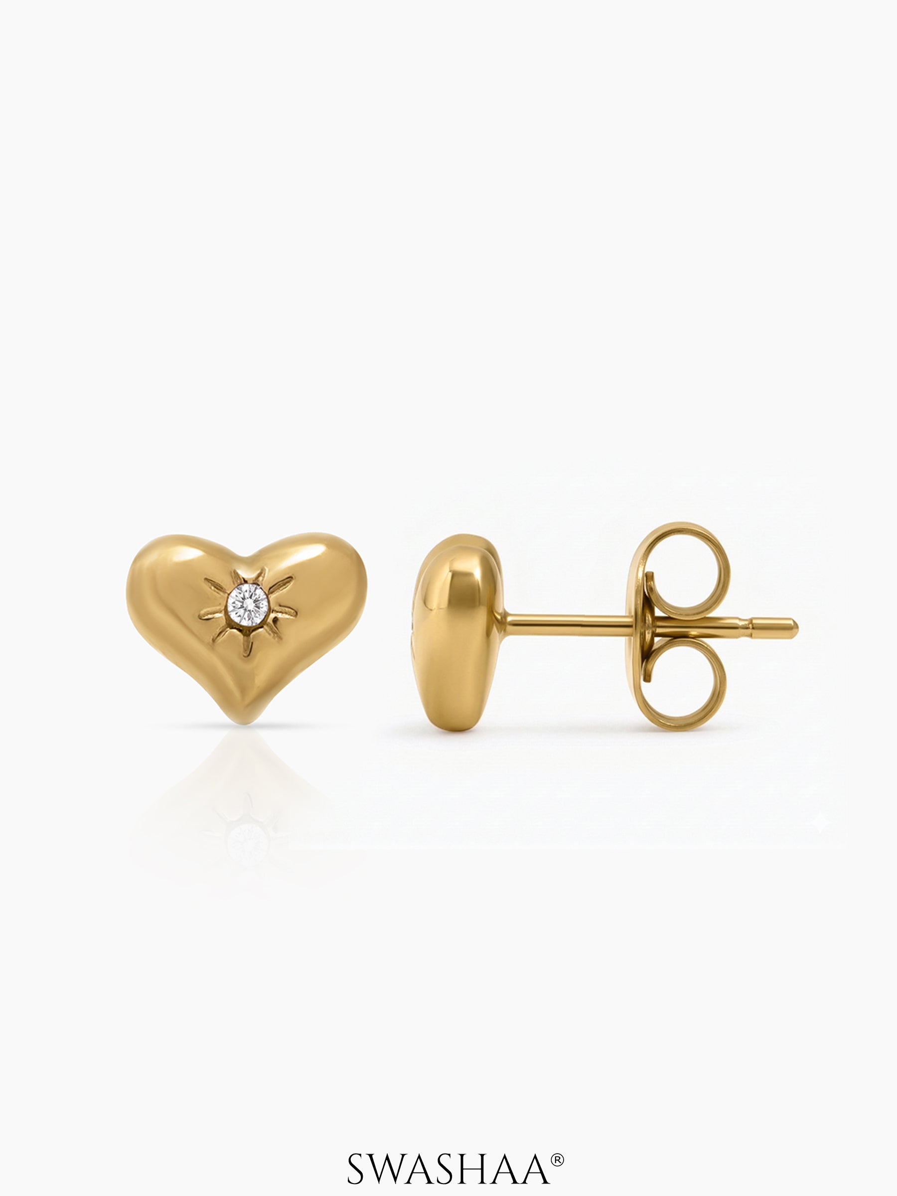 Zanira Diamond Heart Women's Stud Earrings - Swashaa