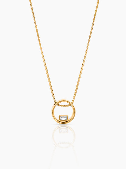 Zara Baguette Cut Crystal 18K Gold Plated Chain Pendant Necklace