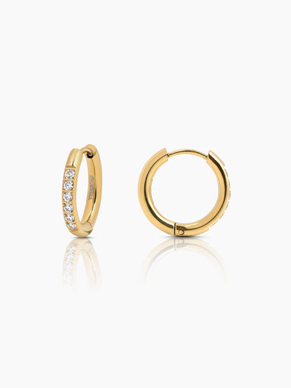 Zareen White Stone 18K Gold Plated Hoop Earrings