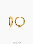 Zareen Green Stone 18K Gold Plated Hoop Earrings