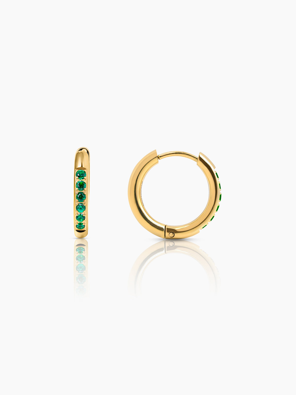 Zareen Green Stone 18K Gold Plated Hoop Earrings