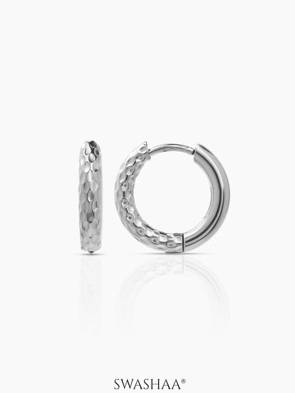 Zarek Textured Silver Men's Hoop Earrings