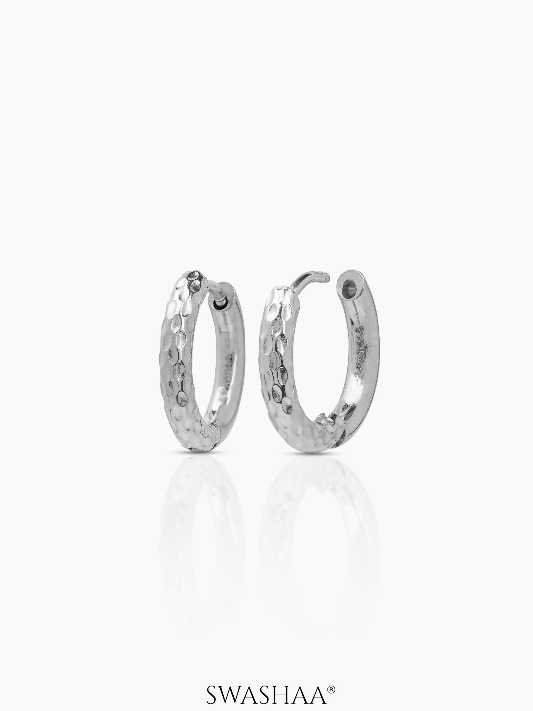Zarek Textured Silver Men's Hoop Earrings