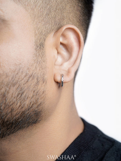 Zarek Textured Silver Men's Hoop Earrings