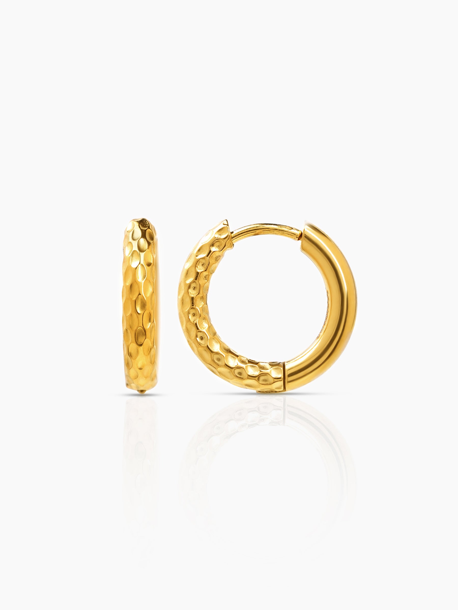 Zarek Textured 18k Gold Plated Men's Hoop Earrings