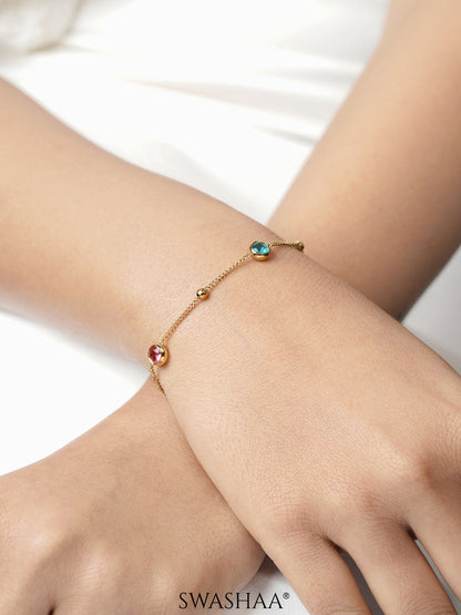 Zaria Pink Blue White Crystal Glow Multi Colour 18K Gold Plated Loose Bracelet