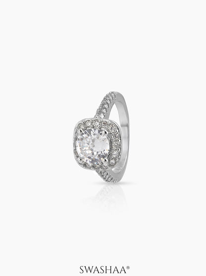 Zariel Cushion Silver Diamond Solitaire Women's Ring