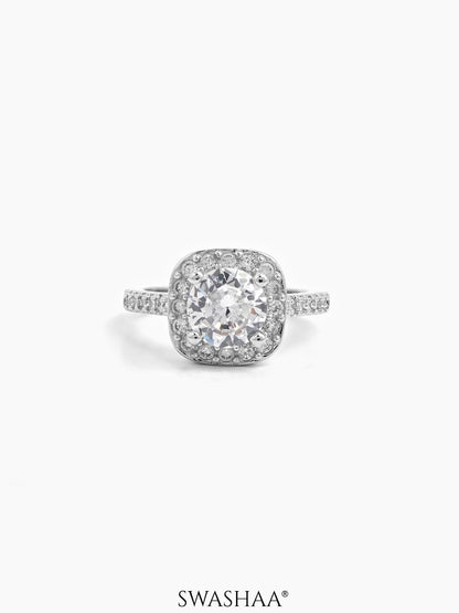 Zariel Cushion Silver Diamond Solitaire Women's Ring