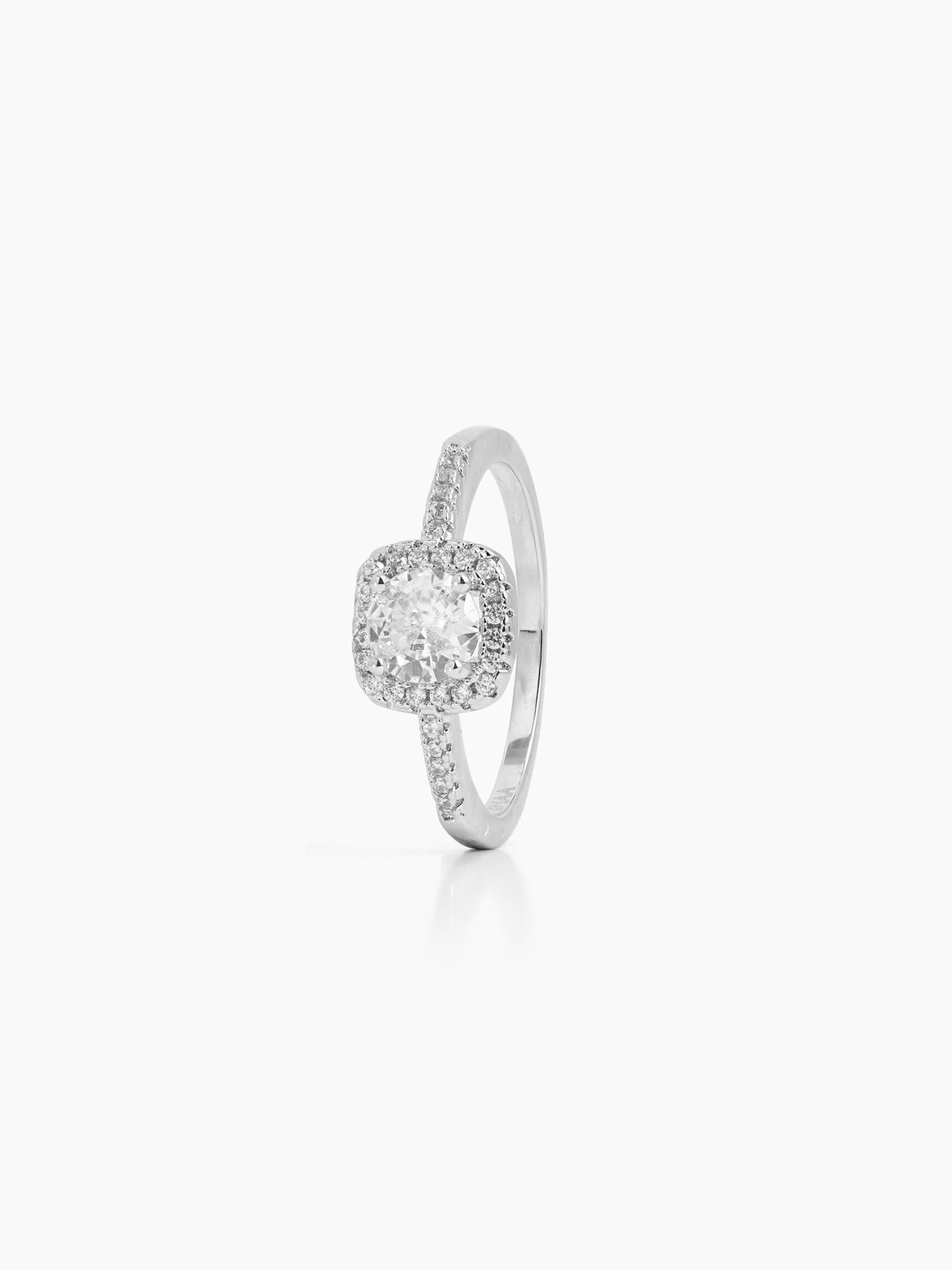 Zariel Cushion Silver Diamond Solitaire Women's Ring
