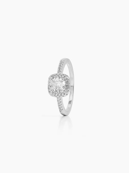 Zariel Cushion Silver Diamond Solitaire Women's Ring