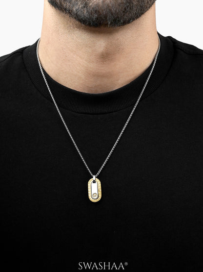 Zarvox Edge 18K Gold-Silver Oval Men's Chain Pendant