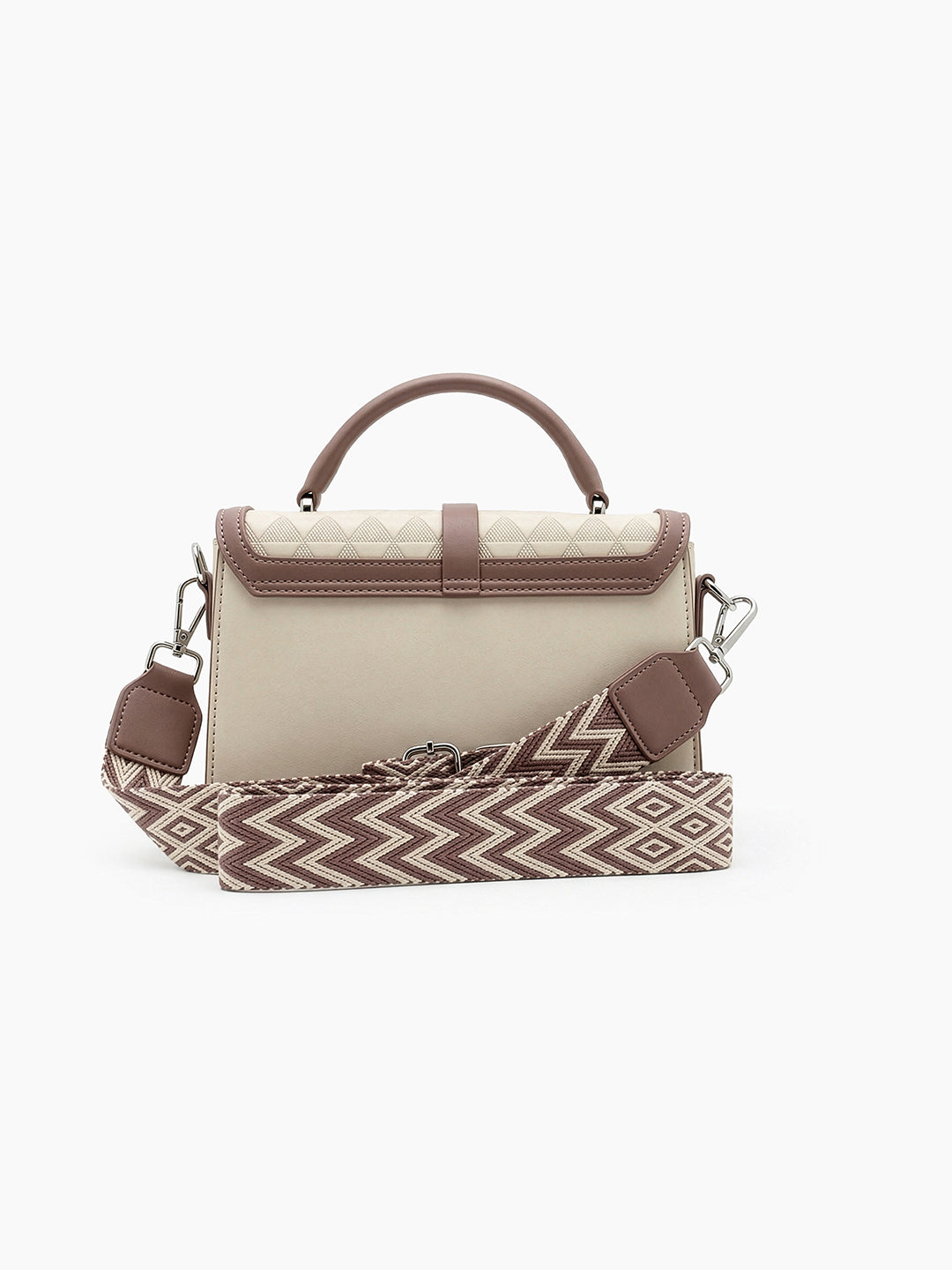 Zavira Beige - White Leather Sling Bag - Swashaa