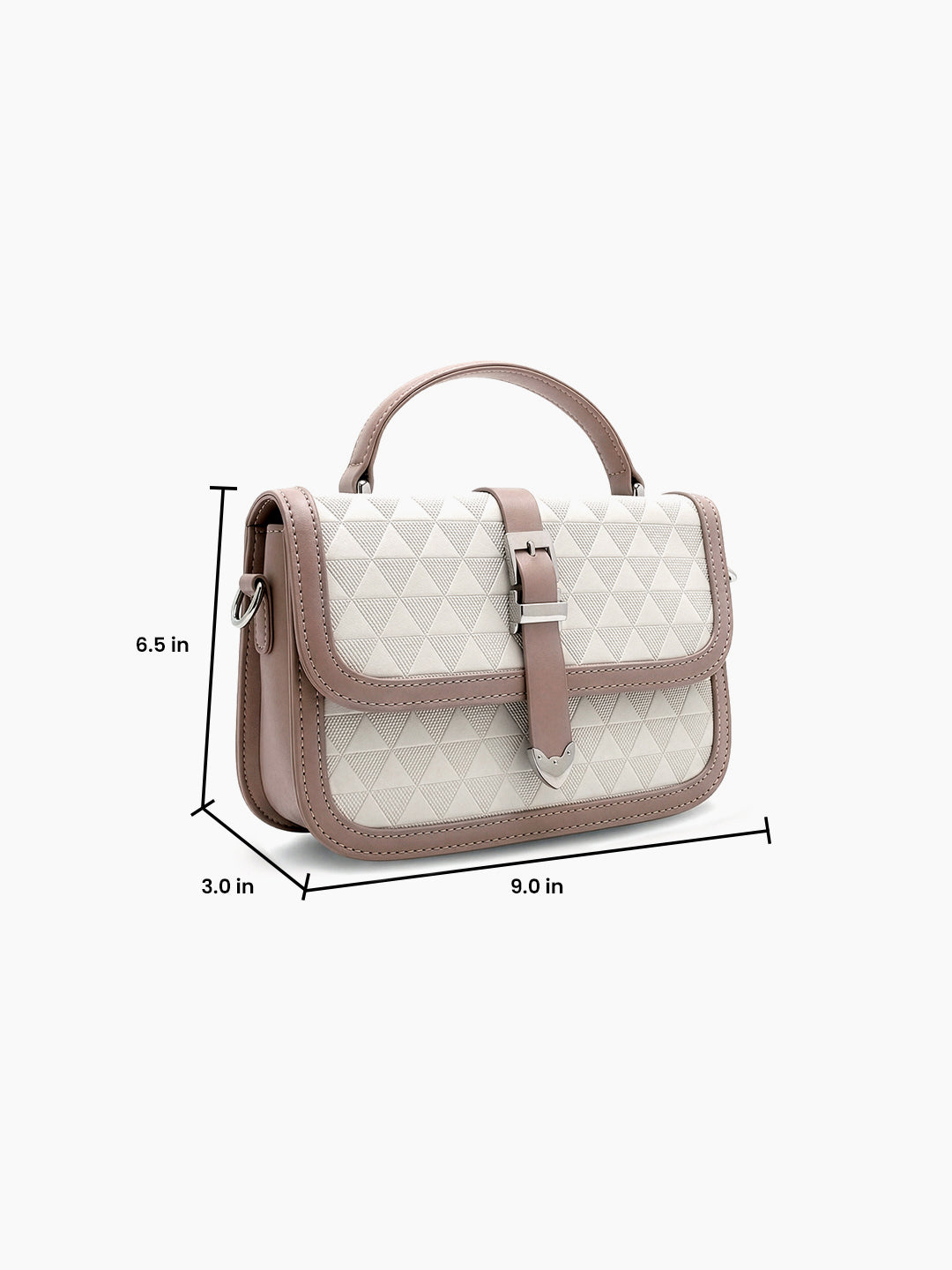 Zavira Beige - White Leather Sling Bag - Swashaa