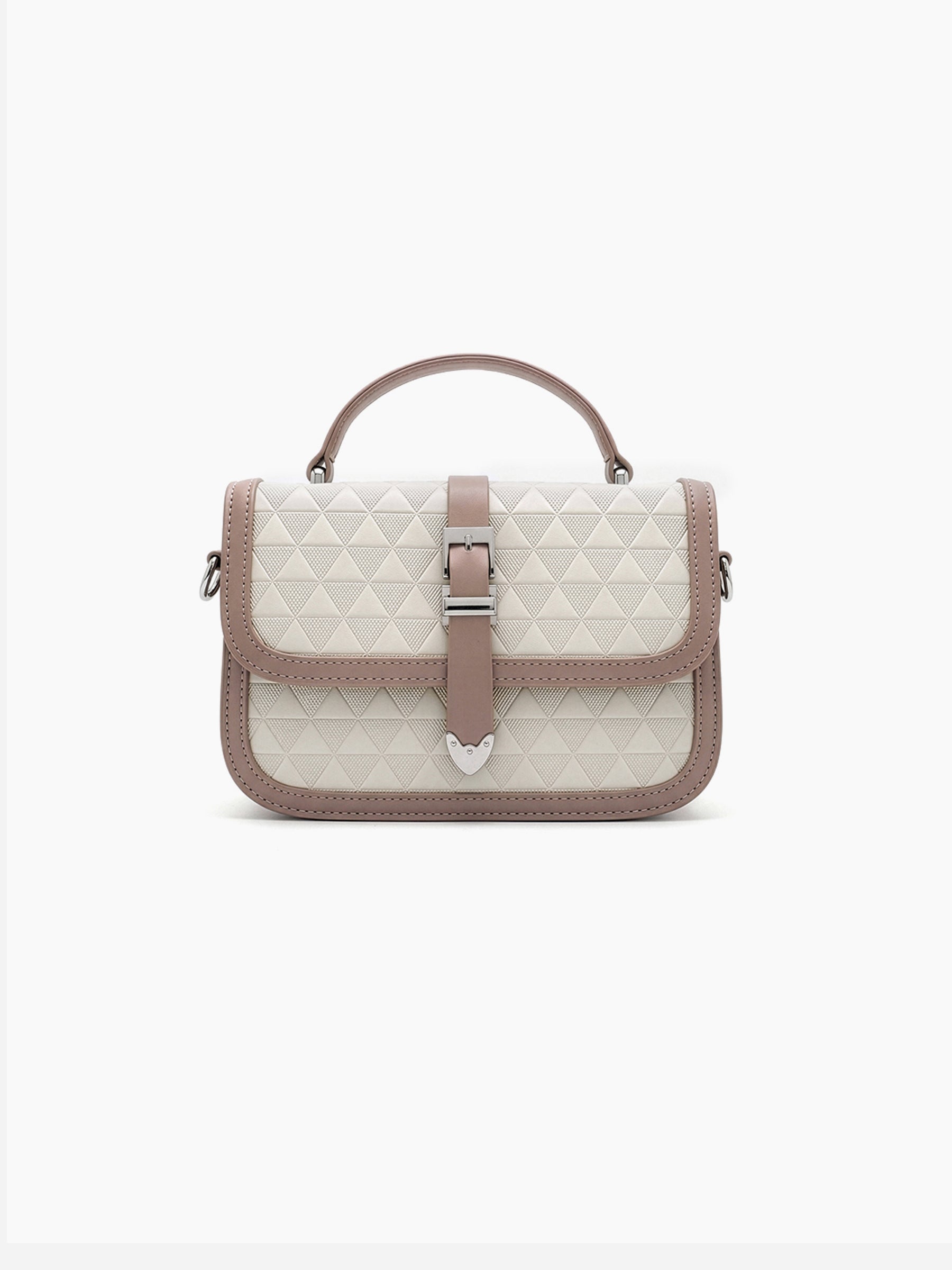Zavira Beige - White Leather Sling Bag - Swashaa