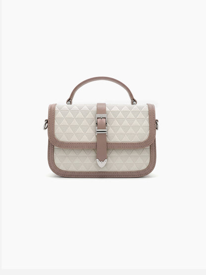 Zavira Beige - White Leather Sling Bag - Swashaa