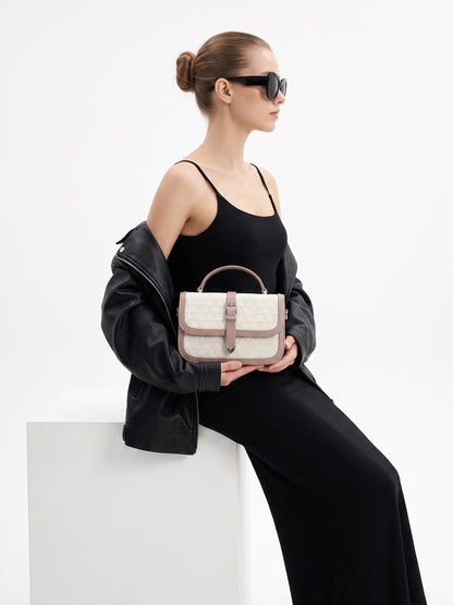 Zavira Beige - White Leather Sling Bag - Swashaa