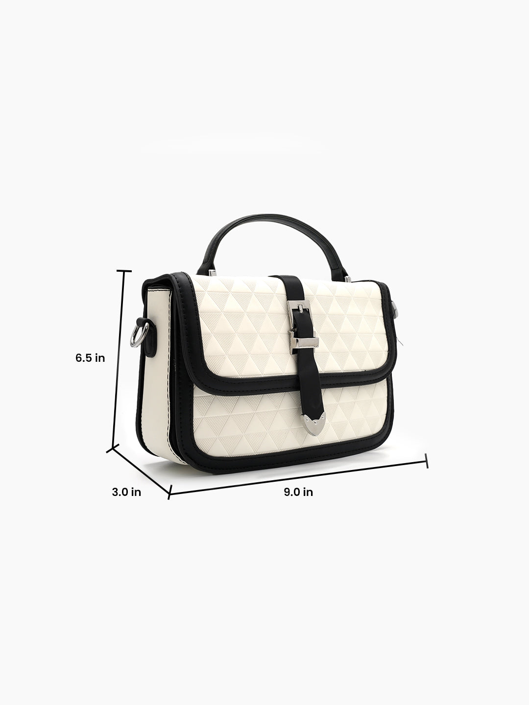 Zavira Black - White Leather Sling Bag - Swashaa